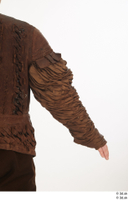  Photos Man in Historical Dress 16 14th century arm brown jacket leather medieval clothing sleeve 0004.jpg